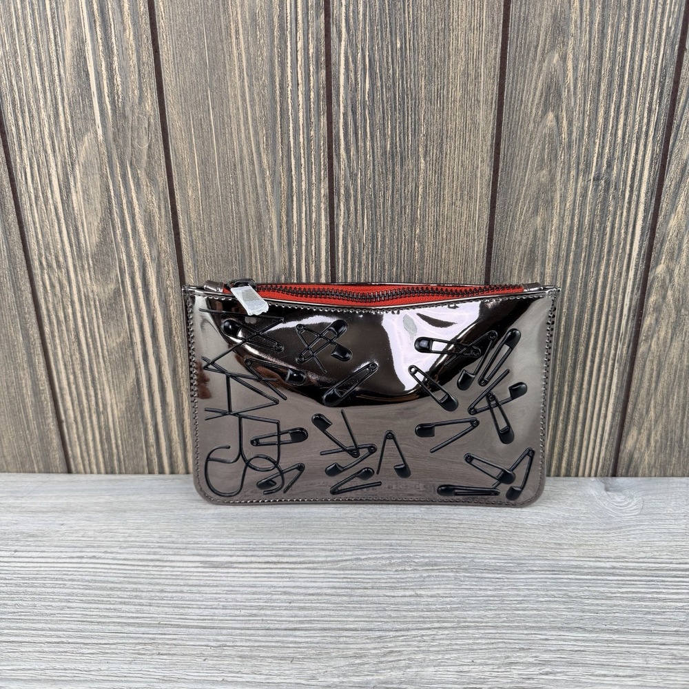 NARS Safety Pin Patent Cosmetic Bag Makeup Pouch Clutch Red Zip NEW